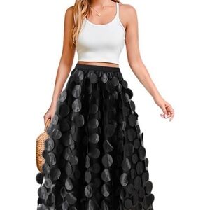 Black Mesh Textured Dot Skirt NWOT S/M